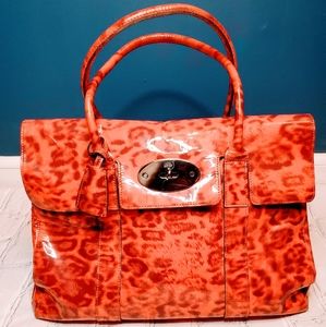 Mulberry Bayswater Patent Leather Puddy Smudged Leopard Tote Pre-owned